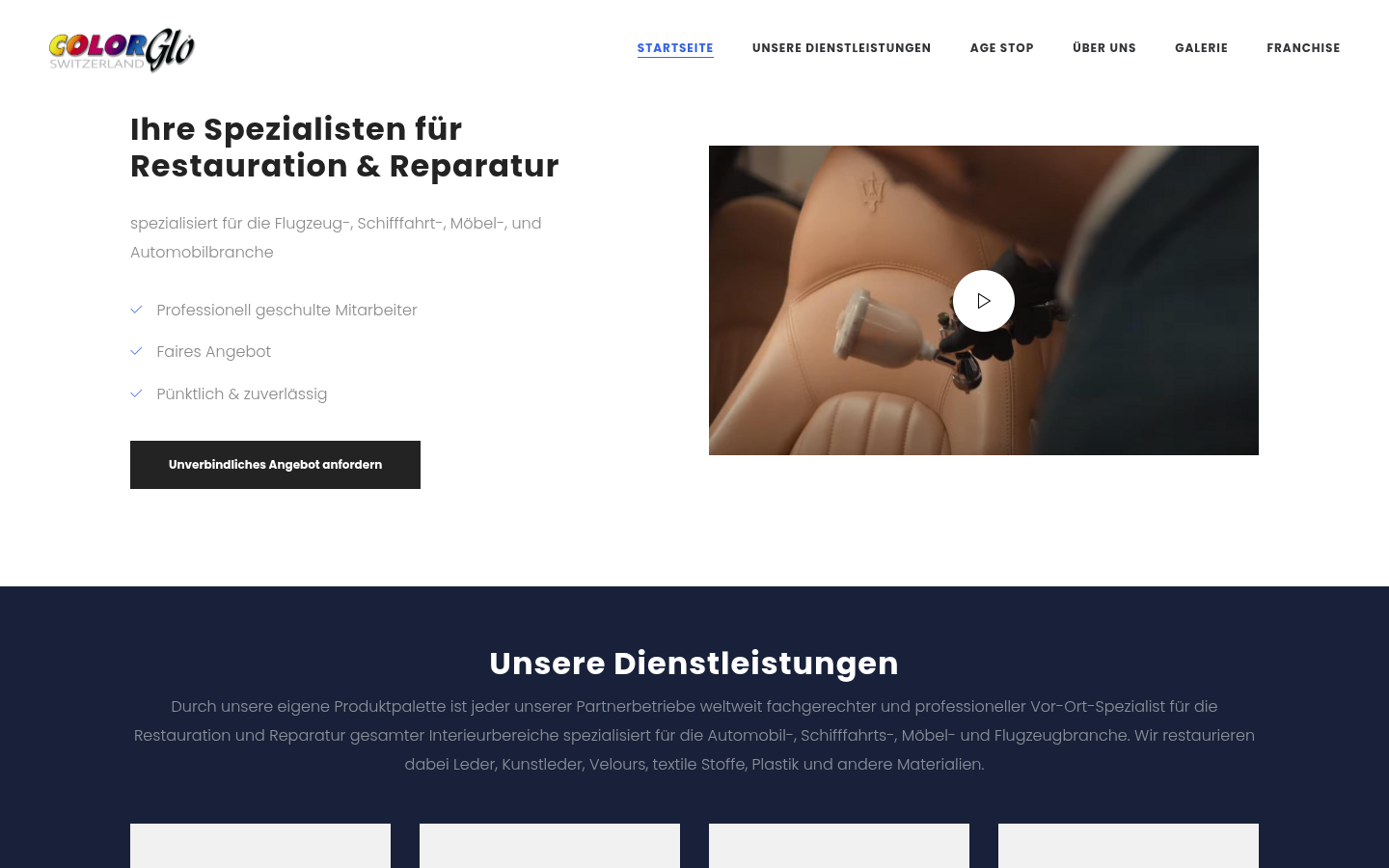 color-glo.ch heute, Desktop-Ansicht