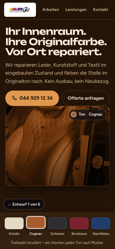 Entwurf 1 auf dem Smartphone